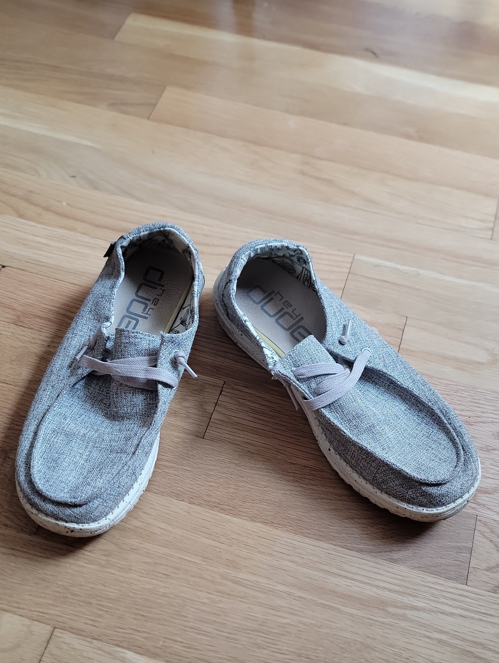 Hey Dude Gray Slip-On Moccasins Shoes with Light Laces 41 10